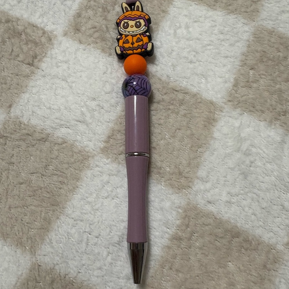 Cute Purple and Orange Pen with Character Topper